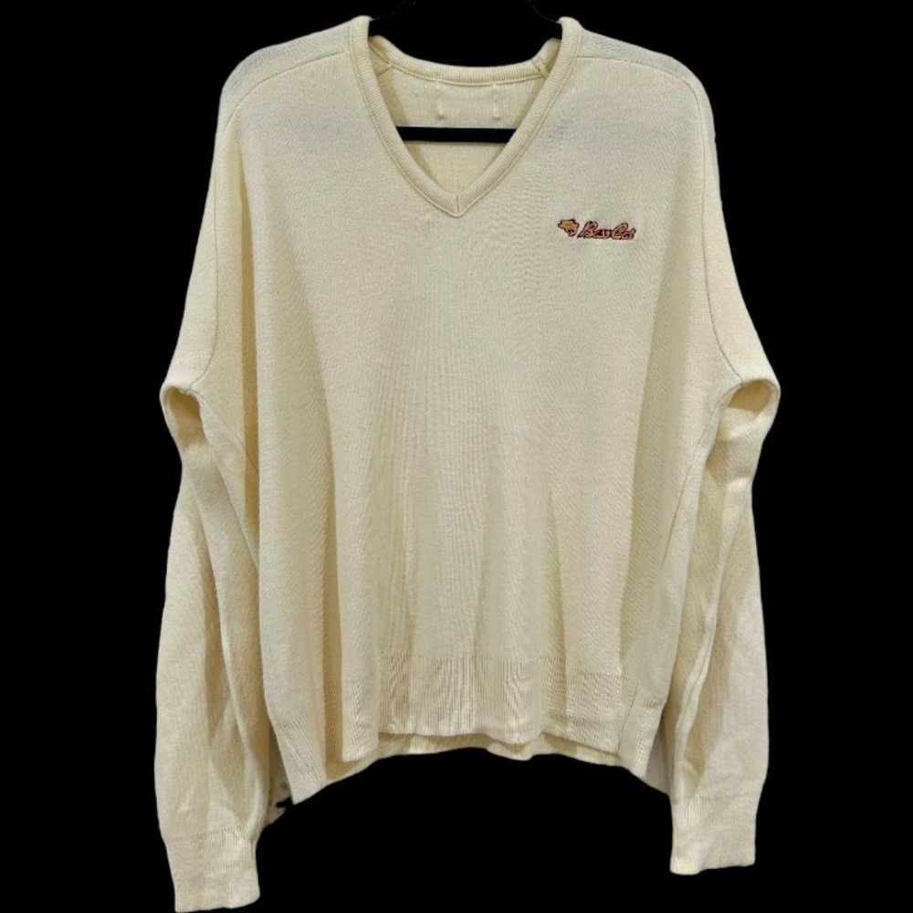 Vintage Mens King Louie Pro Fit Sweater Size XL Off White BASSCAT USA Made Light